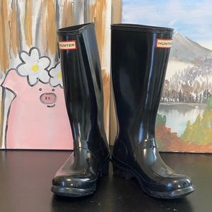 Hunter Black Glossy Rain Boots